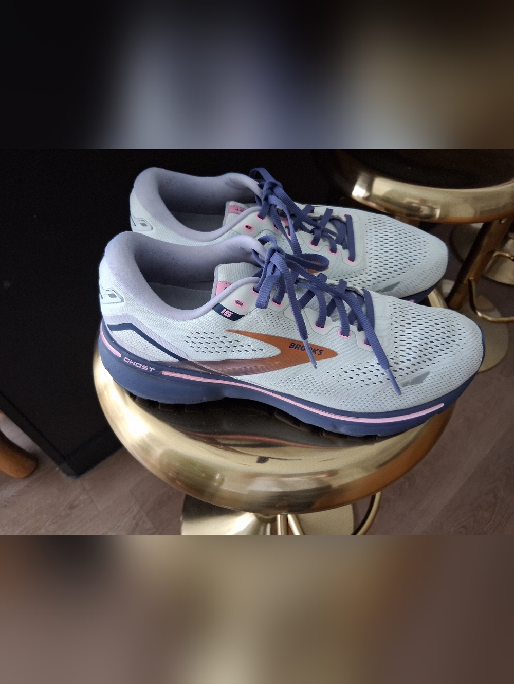Brooks Women's Light Blue and Purple Ghost 15 Running Shoes